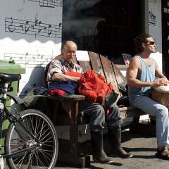 photo of Kenneth M. Fersht playing drums